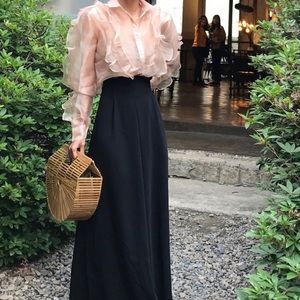 Organza ruffle blouse